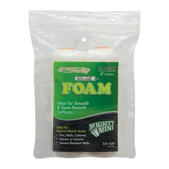 Arroworthy Foam 3/8 in. x 4 in. W Mini Paint Roller Cover 2 pk For Smooth to Semi-Smooth Surfac