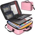 thumbnail image 1 of ROLOWAY Fireproof Document Bag with Lock (17 x 11.8 x 5 inch), Important Document Storage Bag with Multi-Layer File Organizers (Pink), 1 of 7