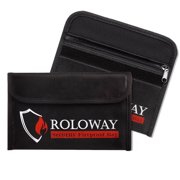 ROLOWAY Small Fireproof Bag 5 x 8 inches, Non-Itchy Fireproof Money Bag, Fireproof Wallet Bag, Cash Fireproof Bag Set for Valuables - Passport, Currency & Keys 2-Pack Black