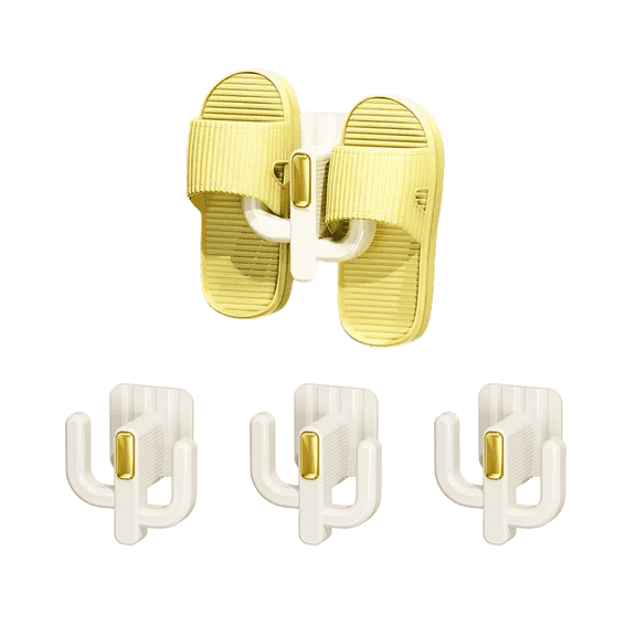 ROLUXENTIA 4 Pack Wall Mounted Shoe Rack, Hanging Organizer with Sticky Mounts and Door Hooks for Slippers, White