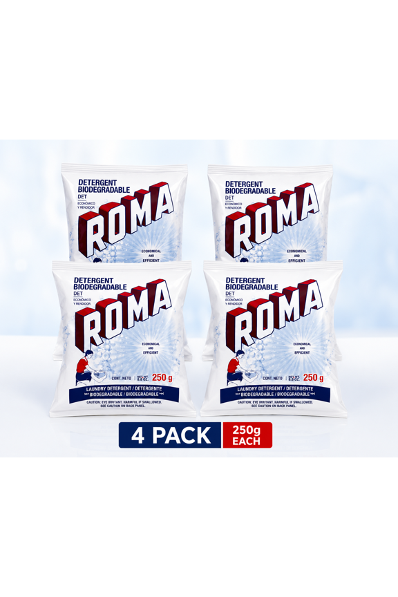 Biodegradable, Economical, Efficient Powder Laundry Detergent 250 g, 4 Count, 4 Pack