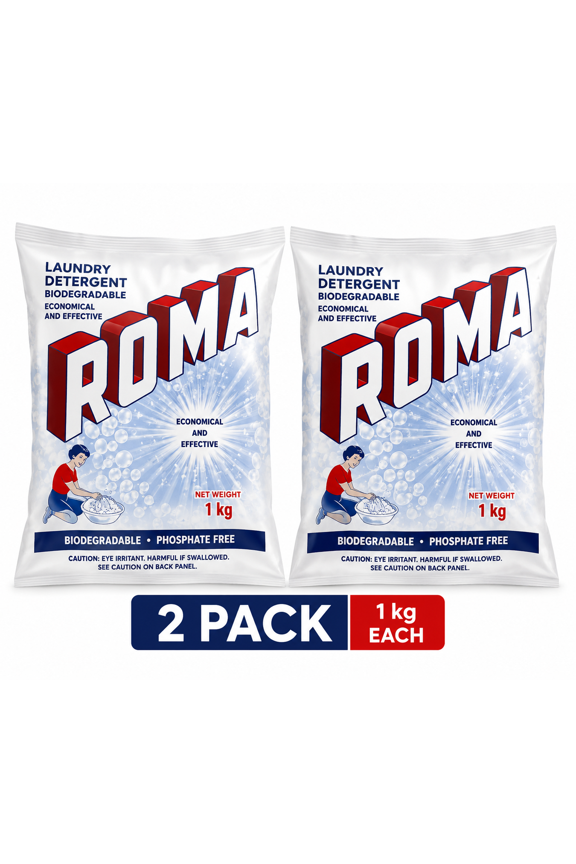 Biodegradable, Phosphate Free Laundry Detergent Powder, 1 kg, 2 Count, 2 Pack