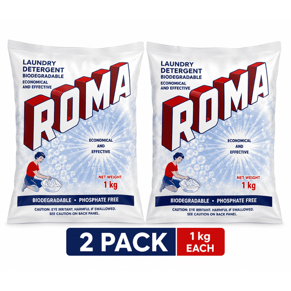 ROMA Biodegradable, Phosphate Free Laundry Detergent Powder, 1 kg, 2 Count, 2 Pack