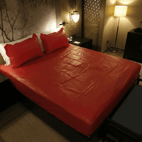 ROMAGIO Vinyl King Mattress Protector for Oil Massage Spa,83x83in Nuru Massage Mattress Waterproof Bed Sheets with Inflatable Pillow,Wipe Clean PVC Cover for Romantic