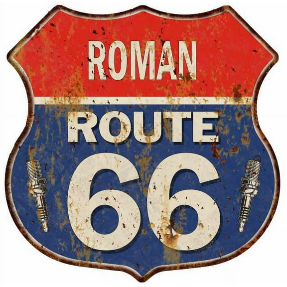 ROMAN Route 66 Sign Shield Metal Gift Man Cave Gift 211110002221