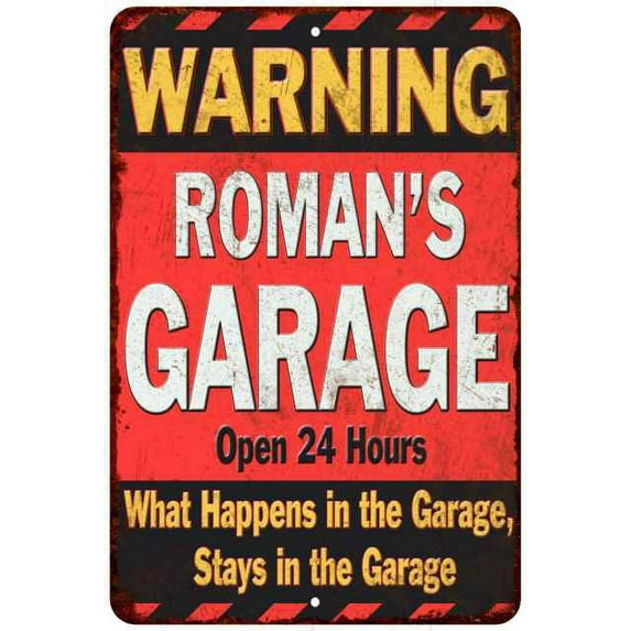 ROMAN'S Garage Warning Man Cave Wall Decor 8x12 Metal Sign 108120030478