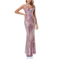thumbnail image 1 of ROMANCE VICTORY Women's Sexy V Neck Sleeveless Sequined Evening Mermaid Party Dress, 1 of 7