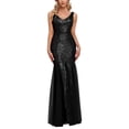 thumbnail image 1 of ROMANCE VICTORY Women's Sexy V-Neck Sleeveless Shinning Sequins Tulle Evening Mermaid Bridesmaid Cocktail Prom Dress, 1 of 11