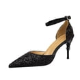thumbnail image 1 of ROMANCE VICTORY Women's Shiny Sequins Buckle Pointed Toe High Heels Pumps Wedding Party Prom Shoes, 1 of 11