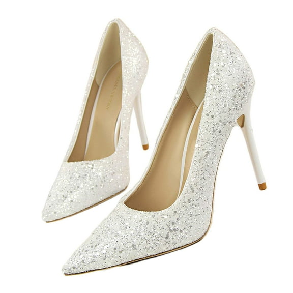 ROMANCE VICTORY Women's Shiny Sequins Pointed Toe Stiletto High Heels Pumps Wedding Party Prom Shoes