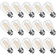 thumbnail image 1 of ROMANJOY 15 Pack S14 Replacement Led Light Bulbs for Outdoor String Lights, 2700K Warm White 2W E26 Medium Screw Base Edison Bulbs Equivalent 20Watt, for Commercial Outdoor Patio Garden Vintage Lights, 1 of 10