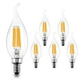 thumbnail image 1 of ROMANJOY E12 LED Candelabra Light Bulbs, 6W(60 Watt Equivalent), CA11 Shape, Flame Tip Style, 2700K Soft White, Dimmable LED Chandelier Filament Bulb for Ceiling Fan Dining Room, 6Pack, 1 of 8