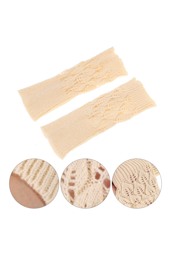 1 Pair Ladies Fingerless Gloves Pink Crochet Design For Warm Arms In Cool And Cold Weather