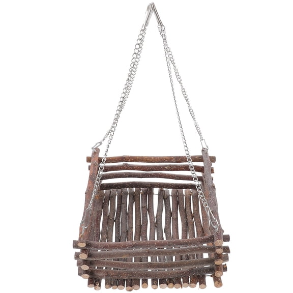 ROMANSENTIAL 1 Set Brown Wood Jumping Board for Pets Indoor Play Rat Hanging Climbing Hammock Toy