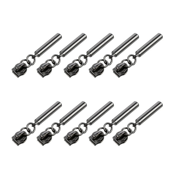 ROMANSENTIAL Zippers Puller Slider Zipper Pull Repair Zinc Alloy Black 10 Pcs