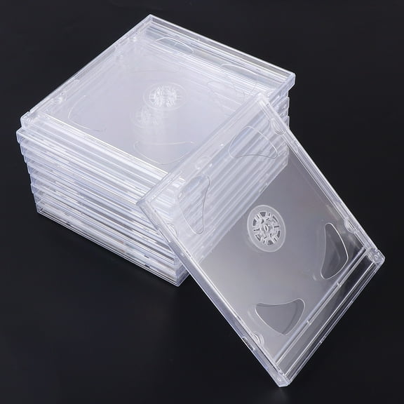 ROMANSENTIAL 10-Pack Clear Plastic CD Storage Boxes for Daily Use, Media Organizer for Friends and Home