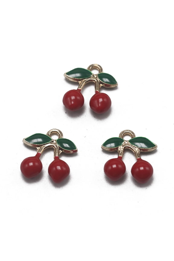 10Pcs Diy Accessory Cherry Charm for Jewelry Making Multi-colored