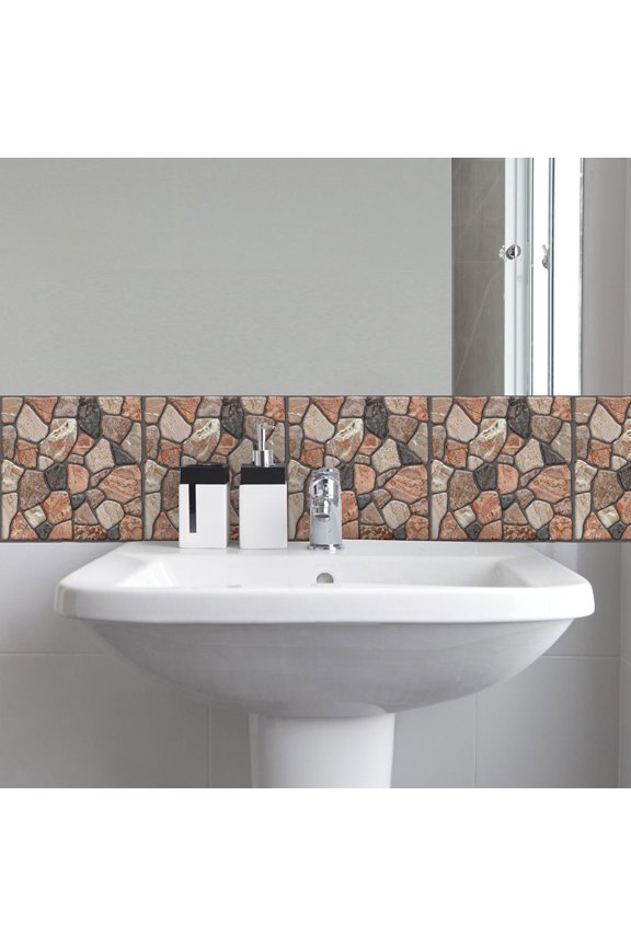 10Pcs Multi Color Plastic Self-Adhesive Wallpaper for Living Room Decor 11.8x11.8in Style