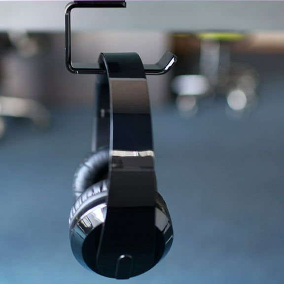 ROMANSENTIAL 1Pack Desk Headphone Rack Acrylic Black Wall Mountable Headset Hook