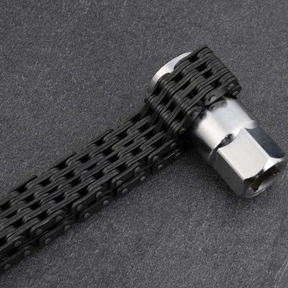 ROMANSENTIAL 1Pack Engine Oil Filter Remover Oil Filter Wrench Steel Black L Shape Double Chain Style For DIY Enthusiasts