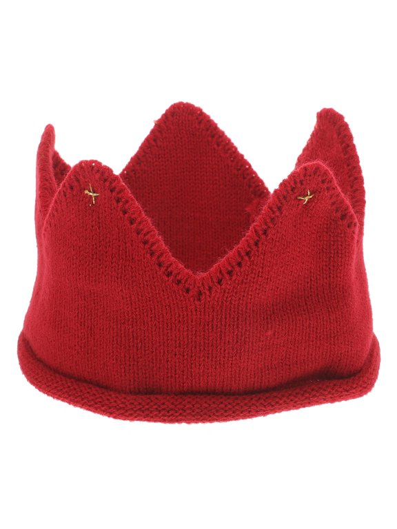 Soft Thick Red Knit Crown Hat Stretchy Warm Knitted Hat for Winter