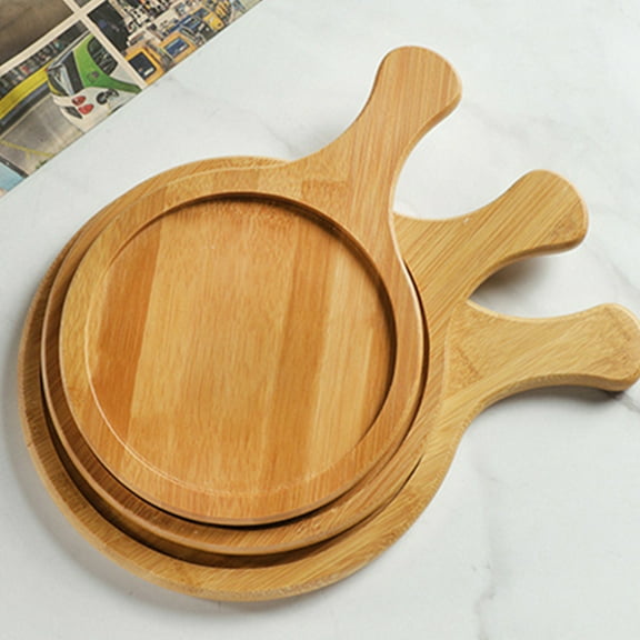 ROMANSENTIAL 1Pcs Chocolate Bamboo Pizza Holder for Family and Party Hosts