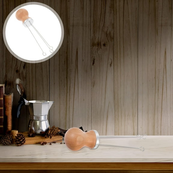 ROMANSENTIAL 1Pcs Hand Tamper Tool 304 Stainless Steel and Wood Cylindrical Handle for Preventing Fine Powder Agglomeration