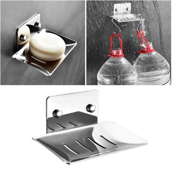 ROMANSENTIAL Stainless Steel Soap Holder Basket with Drainable Design for Kitchen Bathroom and Laundry Storage