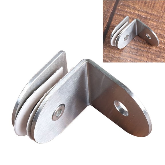 ROMANSENTIAL Elegant Silver Glass Clamp Bracket with Wiredrawing Finish for Window Fixation