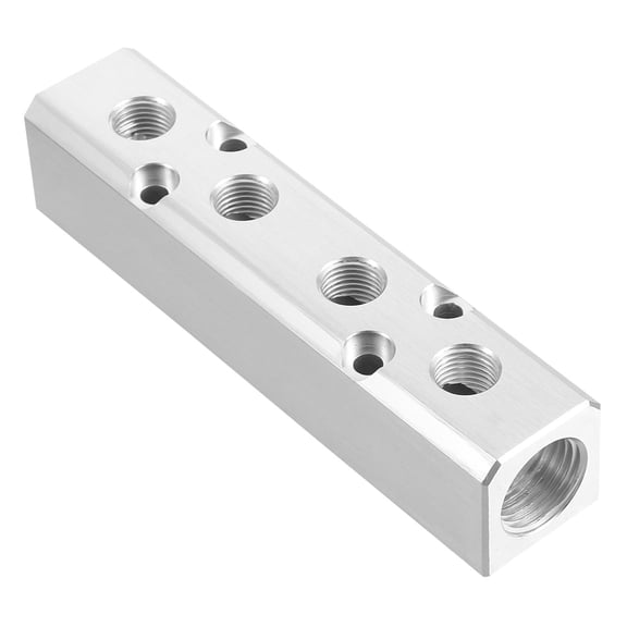 ROMANSENTIAL Aluminum Alloy Air Distribution Block for Air Tool with Knurled Sleeve Silver