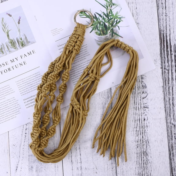ROMANSENTIAL Cotton Rope Plant Hanging Hanger Khaki Macrame Planter for Wall Ceiling Decor