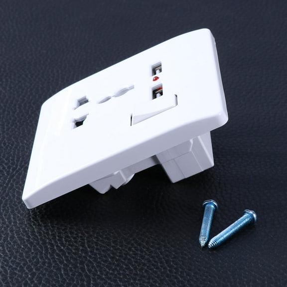 ROMANSENTIAL 1Set Universal 2A Dual USB Output 3-Pin Wall Socket Charger White Plastic Metal Square Usb Wall Plug