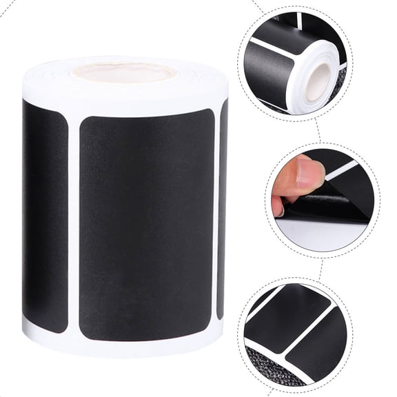 ROMANSENTIAL 200 Pieces Removable Labels Black Rectangular PVC Adhesive Sticker for Classifying Items