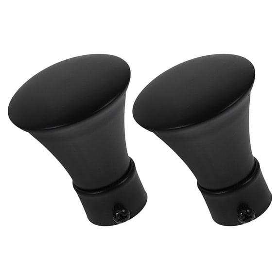 ROMANSENTIAL 2Pcs Matte Black Curtain Rod Finials Decorative Ends for Window Drapery