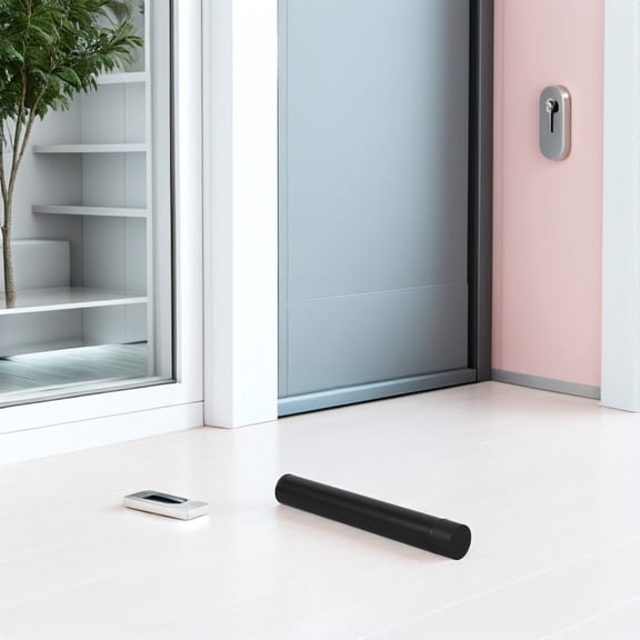 ROMANSENTIAL 2Pcs Matte Black Stainless Steel Doorstop Tall Floor Mount with Impact Resistance
