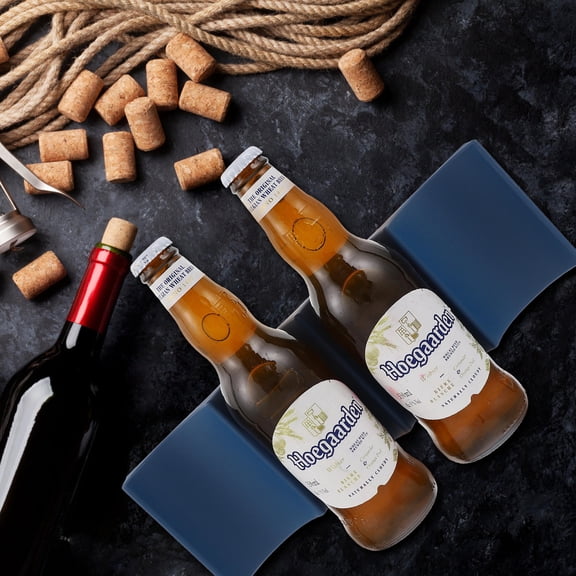 ROMANSENTIAL 2Pcs Rectangular Cabinet Standard Bottle Storage Rack Navy PP For Home Use 11.6x3.9x0.9In