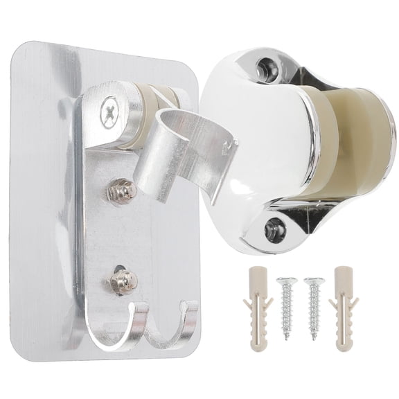 ROMANSENTIAL Adhesive Shower Holder Silver Aluminum 2Pcs Adjustable Handheld Shower Wand
