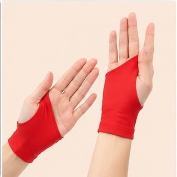 ROMANSENTIAL 2Pcs Artist Two Finger Glove Red Spandex Durable Comfortable for Painting