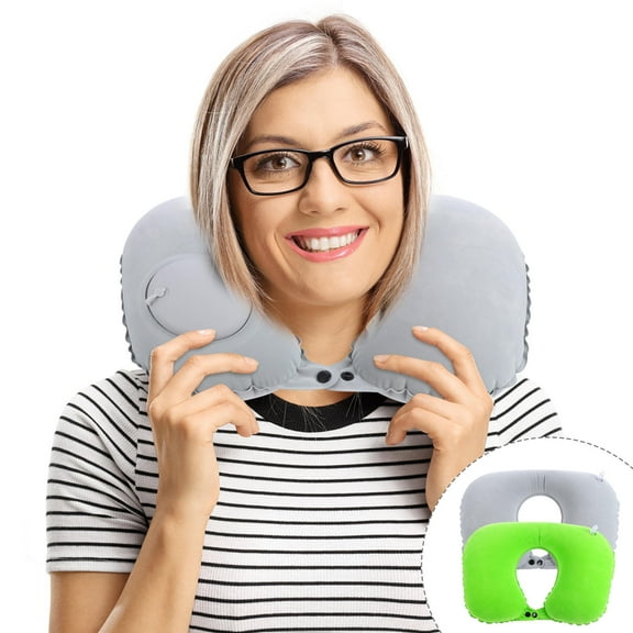 ROMANSENTIAL Nap Pillows Flocking Grey 2Pcs 17.7x11.4x3.1in