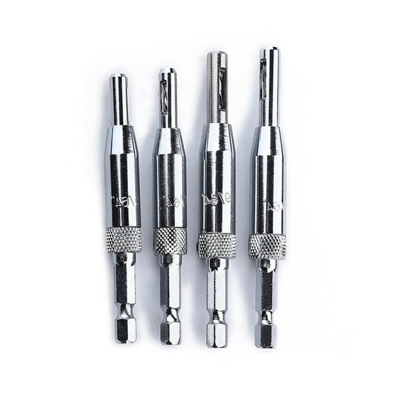 ROMANSENTIAL 4 Pcs Silver Aluminum Self Centering Tapered Drill Bits for Door Hinges 10 x 0.5 x 0.5 in