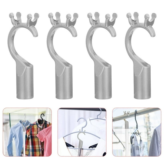 ROMANSENTIAL 4Pcs Clothes Rod Head Silver for Clothes Drying and Hanging Accessories