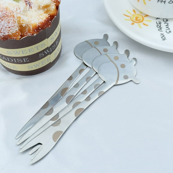 ROMANSENTIAL 4pcs Cute Animal Cartoon Fruit Fork Set in White for Summer Beach Parties