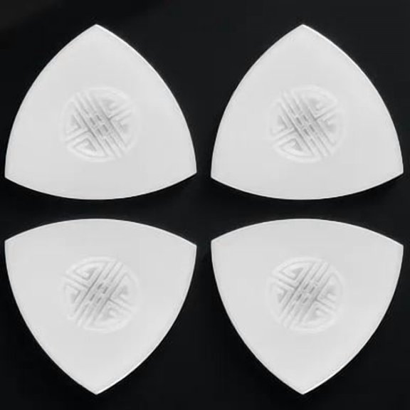 ROMANSENTIAL 4Pcs White Nylon Ruan Plectrum for Stringed Instrument Smooth Strumming