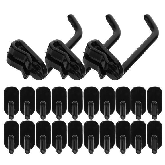 ROMANSENTIAL 50Pcs Black Plastic Utility Hooks for Wall Grid Panels with Strong Clip Design and Easy Setup
