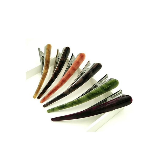 ROMANSENTIAL 6Pcs Duck Teeth Bows Hair Clips Acrylic Styling Tools for Women and Girls Salon Use 14 x 2cm