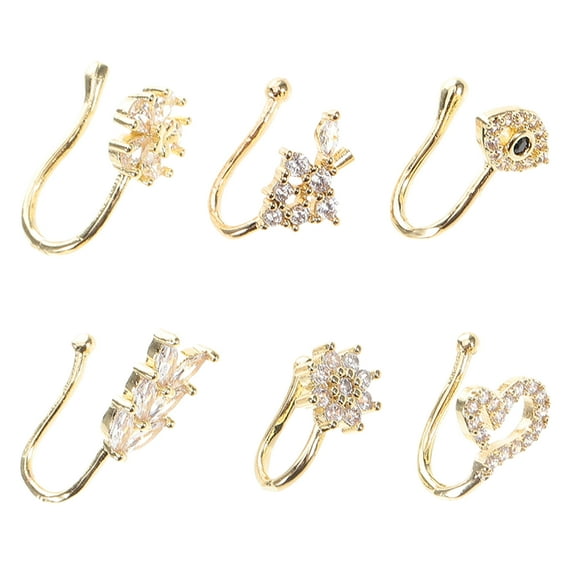 6Set Star Shaped Fake Nose Studs Made of Copper Suitable for Both Men and Women