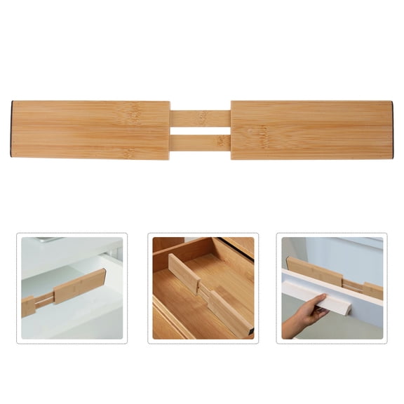 ROMANSENTIAL Adjustable Bamboo Cabinet Separator with Natural Look for Drawer Organization in Khaki