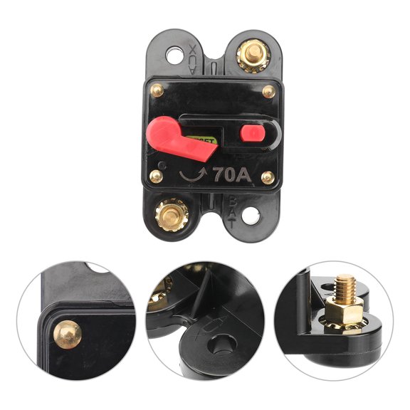 ROMANSENTIAL 70 Amp Manual Reset Car Circuit Breaker Romansential Black Compact Design