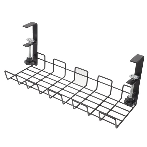 ROMANSENTIAL Under Desk Cable Management Rack, Black Thick Carbon Steel Wire Storage for Easy Installation