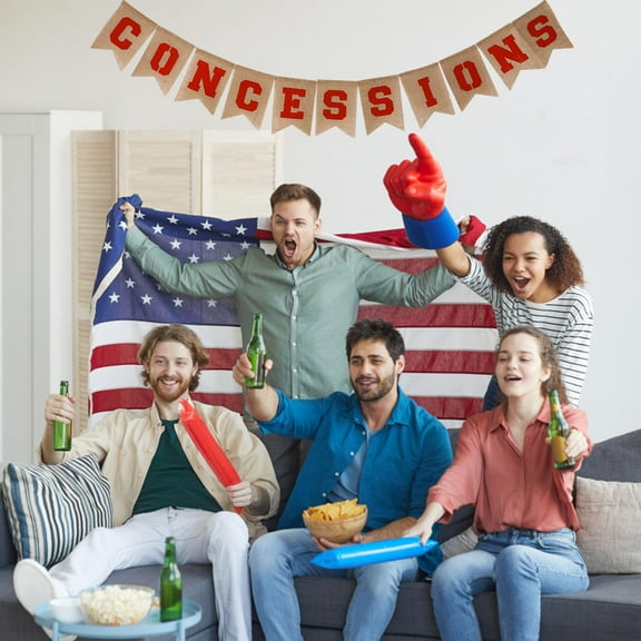 ROMANSENTIAL Concessions Banner Decor Dovetail Shape Burlap Material 18.00X13.50X0.10Cm 1 Set